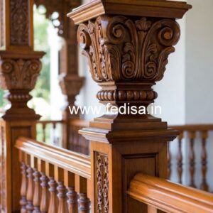 Stylish Brass Wood Railings for Rich Interiors No-3775