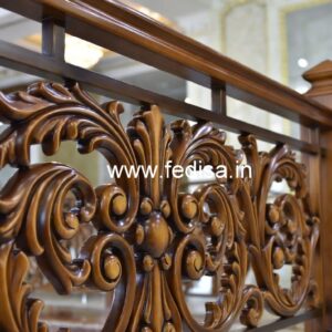 Elegant Brass Wood Balcony Safety Railings No-3776