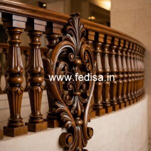 Premium Brass Wood Balcony Railings with Rich Finish No-3781