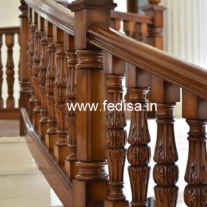 Decorative Brass Wood Staircase Collection for Villas No-3784