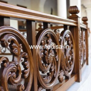 Luxury Brass Wood Balcony Design with Glass No-3785
