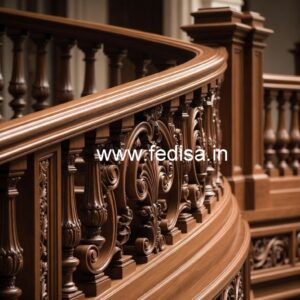Modern Brass Wood Balcony Handrails with LED Lights No-3788