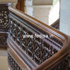 Premium Brass Wood Balcony Safety Fence Ideas No-3793