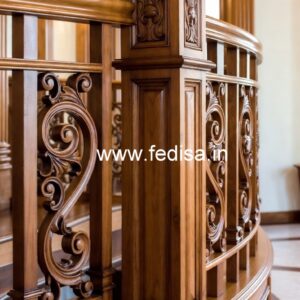Brass Wood Railing Design for Modern Staircase No-3801