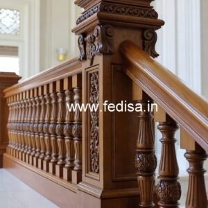 Stylish Brass Wood Handrail for Duplex Homes No-3802