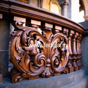 Elegant Brass Wood Staircase Fence Design No-3804