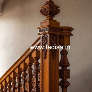 Modern Brass Wood Staircase with Glass Railings No-3807