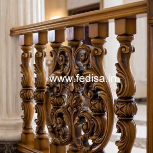Elegant Brass Wood Railings with Decorative Pattern No-3832