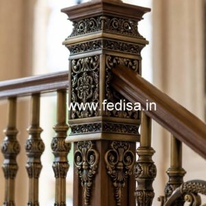 Modern Brass Wood Balcony Decor with LED Lights No-3842