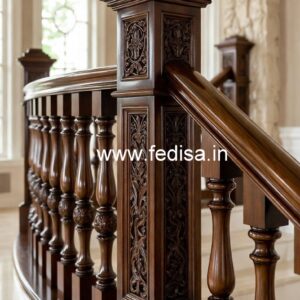 Modern Brass Wood Staircase Side Fence Inspiration No-3866