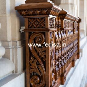 Premium Brass Wood Staircase Design for Villas No-3869