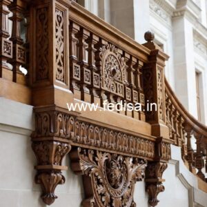 Elegant Brass Wood Balcony Safety Railings Collection No-3874