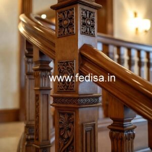 Luxury Brass Wood Staircase Fence with Glass No-3889