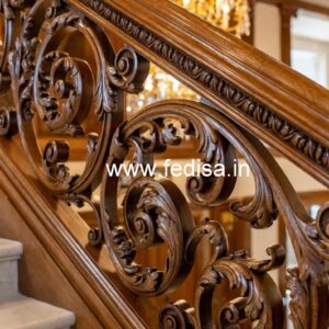 Stylish Brass Wood Staircase Collection for Homes No-3897