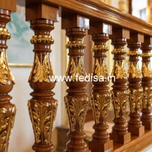 Premium Brass Wood Balcony Railings Collection 2038 No-3899