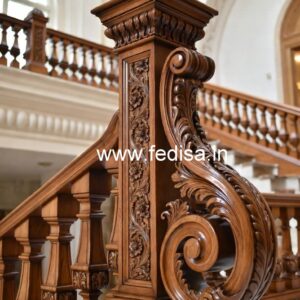 Modern Brass Wood Stair Railing Design No-3902