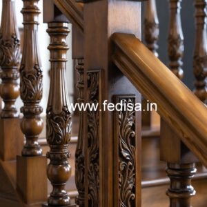 Luxury Brass Wood Balcony Railing Design No-3904