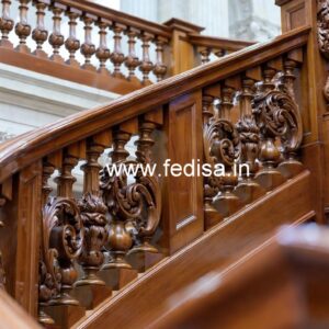 Elegant Brass Wood Staircase Railings No-3905
