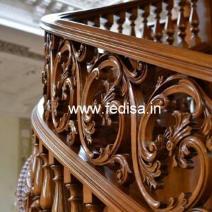 Modern Brass Wood Staircase Design No-3909
