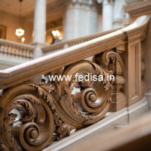 Brass Wood Railing with Glass Panels No-3918