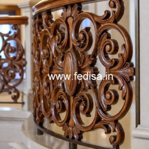 Brass Wood Staircase Banister Design No-3921
