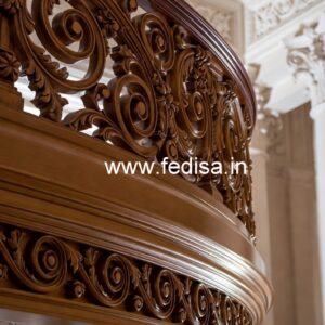 Decorative Brass and Wood Balcony Railings No-3922