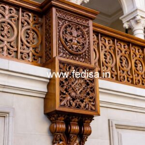 Modern Brass Wood Stair Railings with Glass No-3965