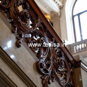 Luxury Brass Wood Balcony Railings with Glass No-3993