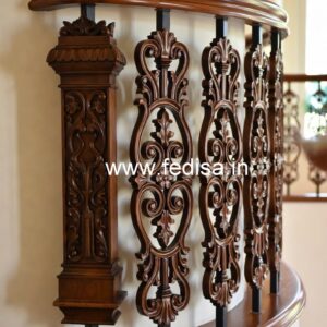 Modern Brass Wood Handrails for Duplex House No-3995