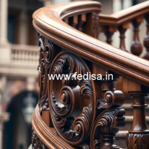 Brass Wood Staircase Design for Luxury Villas No-4001
