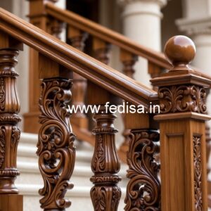 Elegant Brass Wood Staircase Design Trends No-4017