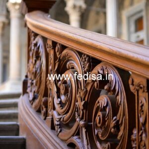 Premium Brass Wood Balcony Railings for Villas No-4048