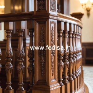 Premium Brass Wood Railings with LED Lights No-4057