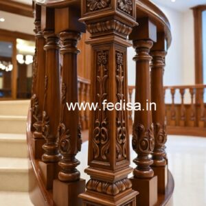 Elegant Brass Wood Staircase Fence Inspiration No-4070
