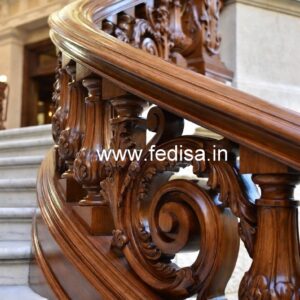 Elegant Brass Wood Balcony Safety Railings No-4076