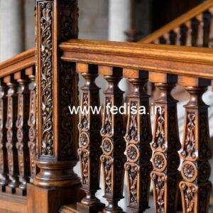 Premium Brass Wood Balcony Railings with Rich Finish No-4081