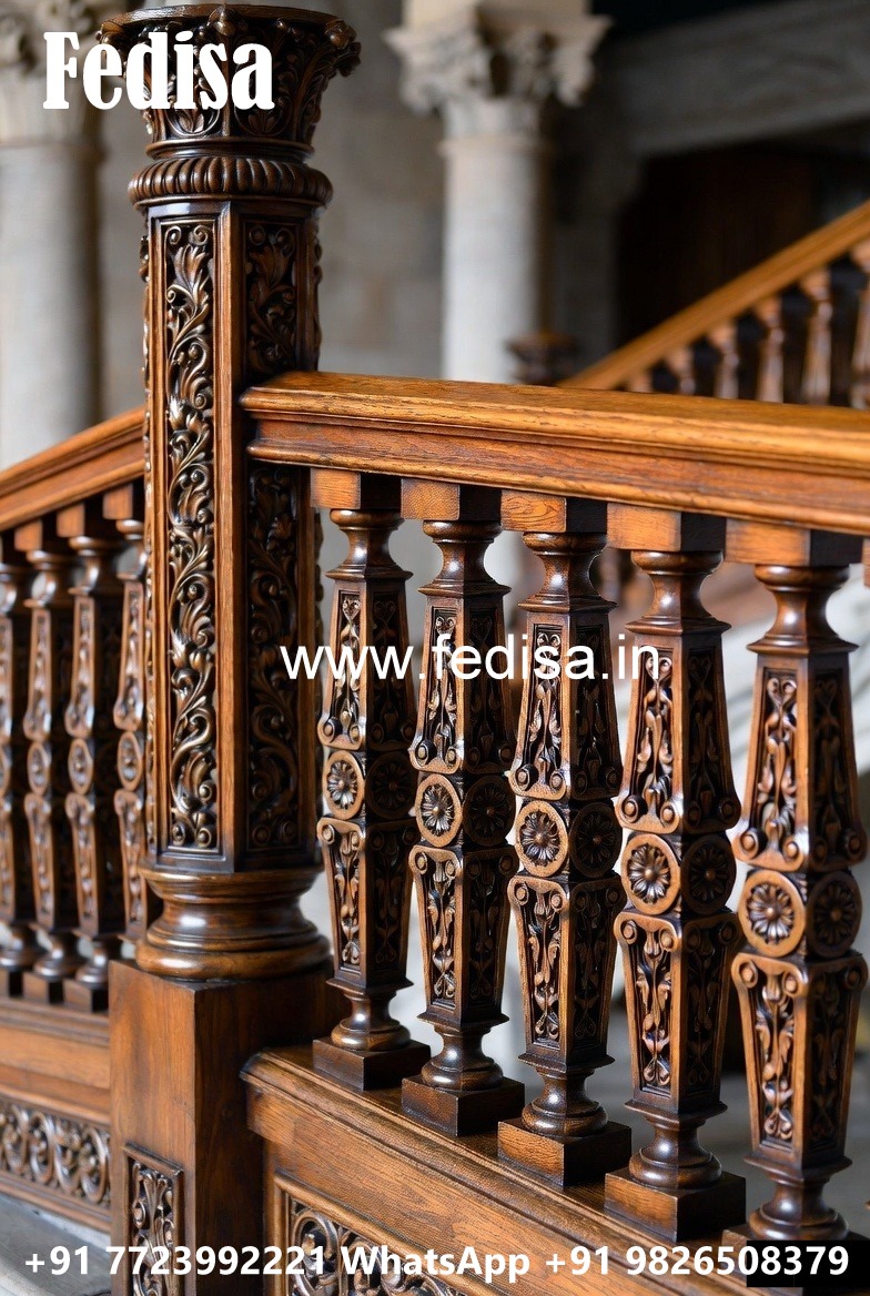 Premium Brass Wood Balcony Railings with Rich Finish No-4081