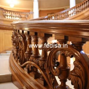 Luxury Brass Wood Balcony Design with Glass No-4085