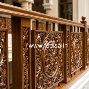 Modern Brass Wood Balcony Handrails with LED Lights No-4088