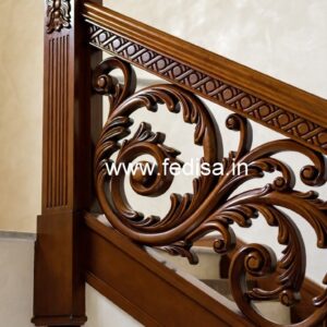 Modern Brass Wood Staircase Railings with Golden Touch No-4095