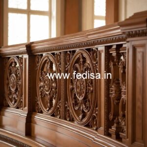 Elegant Brass Wood Staircase Fence Design No-4104