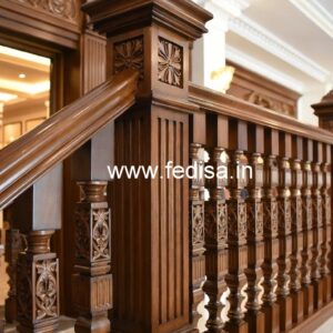 Decorative Brass Wood Interior Stair Railings No-4105