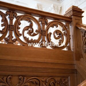 Modern Brass Wood Staircase with Glass Railings No-4107