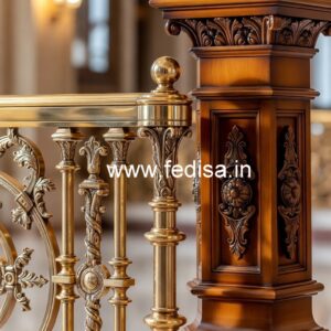 Elegant Brass Wood Staircase Decor Trends No-4114