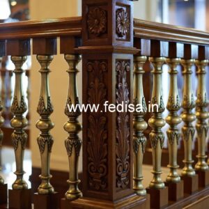 Luxury Brass Wood Staircase Collection for Villas No-4141
