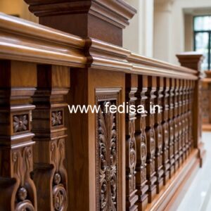 Stylish Brass Wood Stair Railings with Artistic Design No-4155