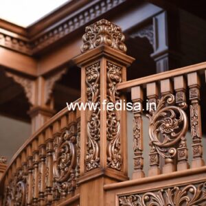 Modern Brass Wood Staircase Side Fence Inspiration No-4166