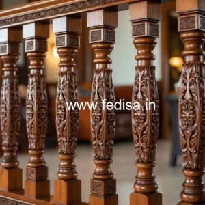 Premium Brass Wood Staircase Design for Villas No-4169