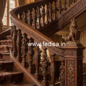 Stylish Brass Wood Staircase Decor Collection No-4179