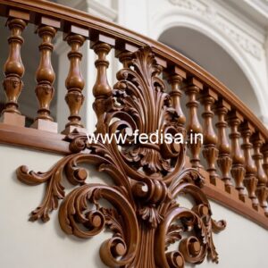 Stylish Brass Wood Balcony Railings with Artistic Finish No-4185